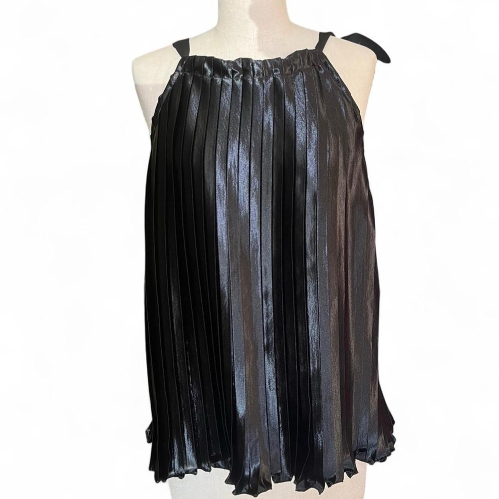 Elegant Black Pleated Tank Top
